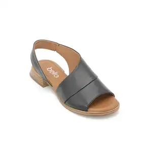 32208 BLL Hakiki Deri Bayan Sandalet Siyah