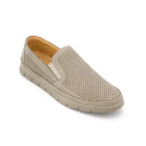 4335 PLZ Hakiki Deri Erkek Ayakkabı Gri Nubuk