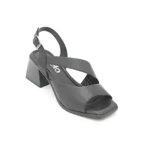 458 BLL Hakiki Deri Bayan Sandalet Siyah