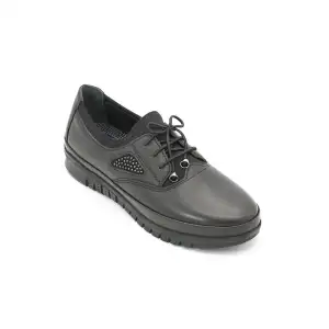 474 PTK Hakiki Deri Bayan Ayakkabı Siyah