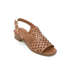 6003 IZZ Hakiki Deri Bayan Sandalet Taba