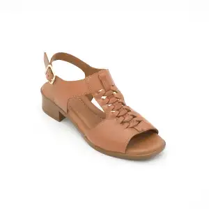 6026 IZZ Hakiki Deri Bayan Sandalet Taba