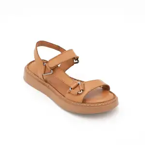 607-1 ASY Hakiki Deri Bayan Sandalet Taba