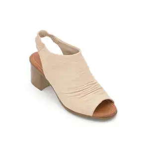 609-1 IZZ Hakiki Deri Bayan Sandalet Bej