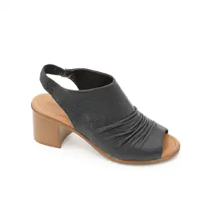 609-1 IZZ Hakiki Deri Bayan Sandalet Siyah