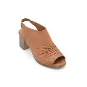 609-1 IZZ Hakiki Deri Bayan Sandalet Taba