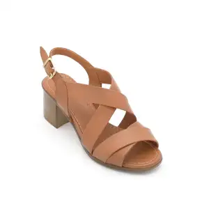 635 IZZ Hakiki Deri Bayan Sandalet Taba