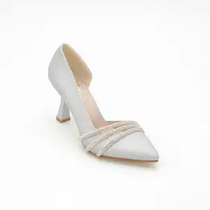 685 ALR Abiye Bayan Ayakkabı 8 cm Gri Saten