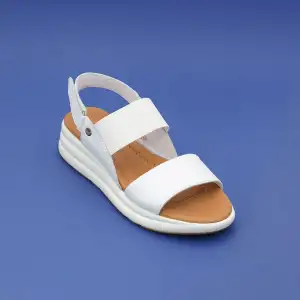 8208 IZZ Hakiki Deri Bayan Sandalet Beyaz