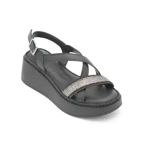 839 ASY Hakiki Deri Bayan Sandalet Siyah