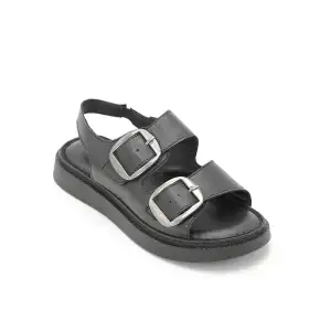 840 ASY Hakiki Deri Bayan Sandalet Siyah