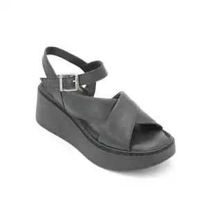 860 ASY Hakiki Deri Bayan Sandalet Siyah