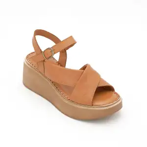 860 ASY Hakiki Deri Bayan Sandalet Taba