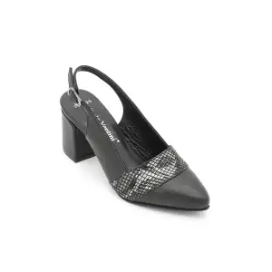 PYZ 914 Hakiki Deri Klasik Bayan Ayakkabı 7 cm Siyah