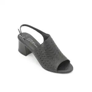 PYZ 924 Hakiki Deri Klasik Bayan Ayakkabı 6 cm Siyah