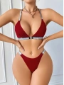 Kadın Bordo Love Yazılı Arkası Çarpraz Sütyen Kilot Takımı 5169