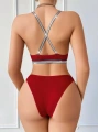Kadın Bordo Love Yazılı Arkası Çarpraz Sütyen Kilot Takımı 5169