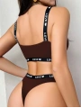 Kadın Kahverengi Love Yazılı Sütyen Kilot Takımı 5156