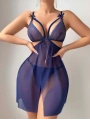 Kadın Lacivert Transparan Fantezi Gecelik 2184