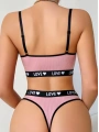 Kadın Pembe Love Yazılı Sütyen Kilot Takımı 5167