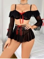 Kadın Siyah Etek Bustiyer Sexy Gecelik Takım 2157