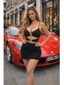 Morliva Dalgıç kumaş 3 tokalı askılı mini elbise 2153