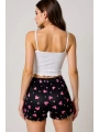 Morliva Kalp Desenli Askılı Şortlu Pijama Takımı