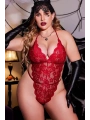 Morliva Kırmızı Dantelli Büyük Beden Babydoll Gecelik TM1305