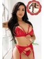 Morliva Kırmızı Dantelli Jartiyer Takımı TM1240