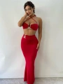 Morliva Kırmızı Toka Detaylı Midi Boy İkili Takım