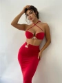 Morliva Kırmızı Toka Detaylı Midi Boy İkili Takım