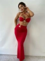 Morliva Kırmızı Toka Detaylı Midi Boy İkili Takım
