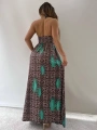 Morliva  micro kumaş desenli leopar uzun elbİse