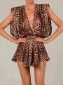 Morliva Plunge Jessica Kumaş Leopar Elbise 5441