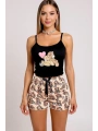 Morliva Renkli Ayıcık Desenli Askılı Şortlu Kadın Pijama Takımı