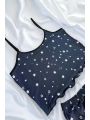 Morliva Yıldız Desenli Lacivert Şortlu Pijama Takımı