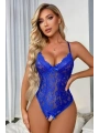 Özel Bölgesi Açık Dantelli Saks Babydoll Gecelik 15030