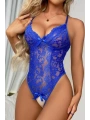 Özel Bölgesi Açık Dantelli Saks Babydoll Gecelik 15030