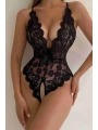 Özel Bölgesi Açık Dantelli Siyah Fantazi Babydoll Tm1277