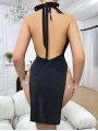 Siyah Seksi Elbise Zincirli 5045