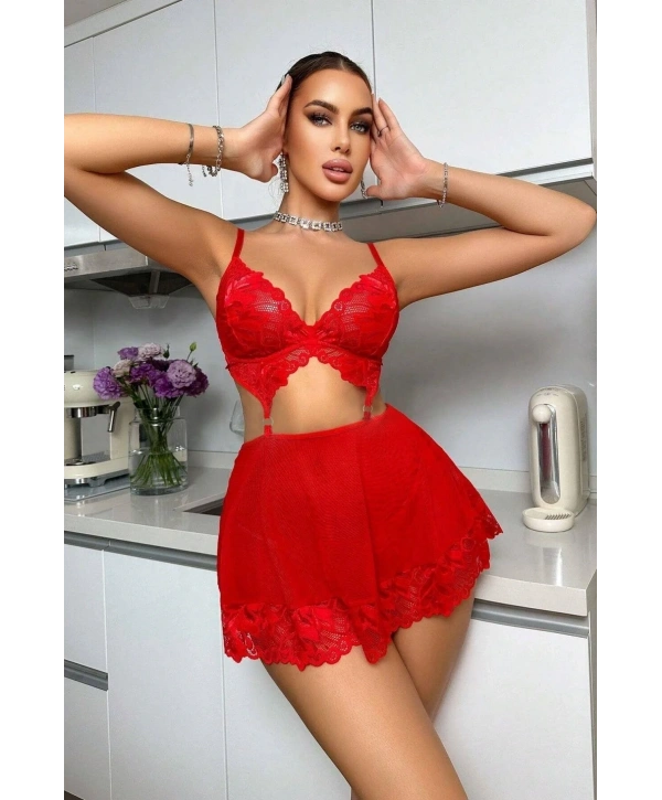 Kırmızı Valentines Tasarım Gecelik 18511