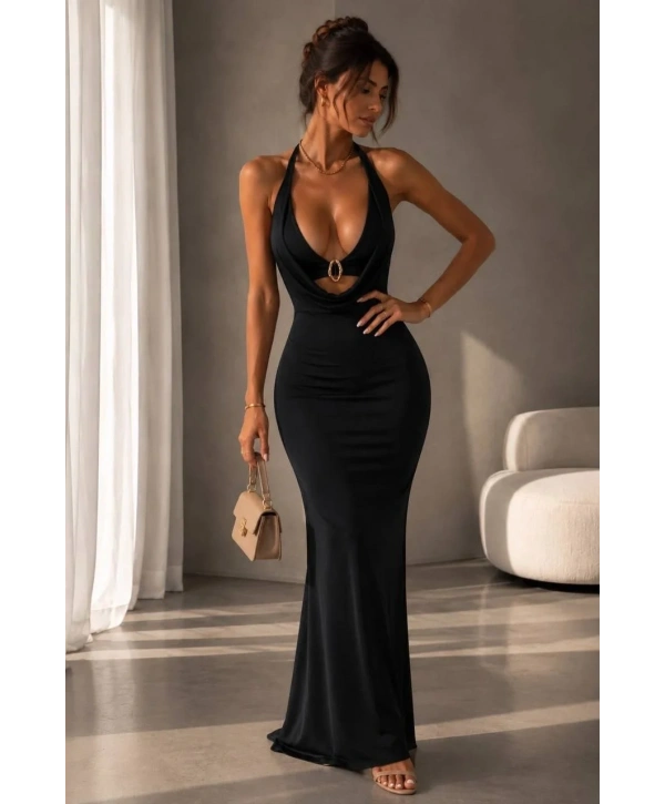 Morliva Aksesuar detaylı maxi boy elbise 4016