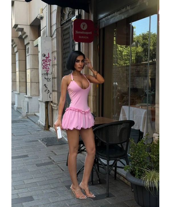 Morliva Aksesuarlı Mini Boy Elbise 1113