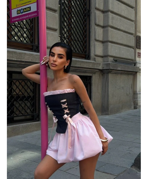 Morliva Bustiyer Balon Etek İkili Viral Takım 1097