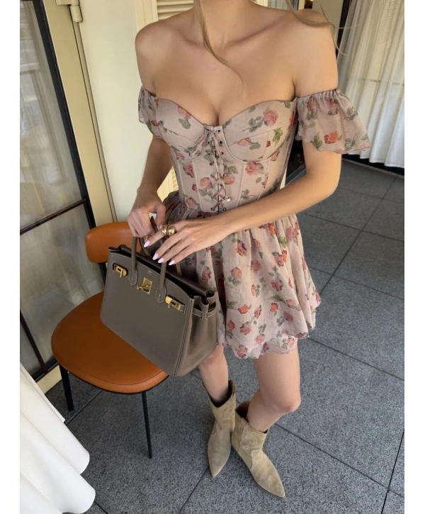 Morliva Darya Tül ve Micro Kumaş İçi Astarlı Korseli Elbise