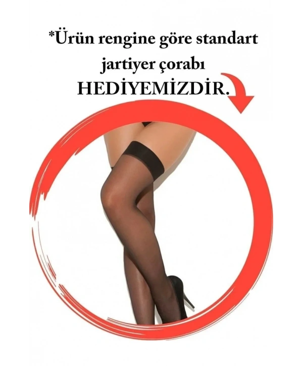 Morliva Kırmızı Özel Bölgesi Açık Dantelli Jartiyerli Gecelik TM1269
