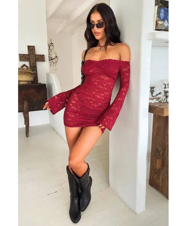 Morliva Omuz Dekolteli Mini Boy İkili Set