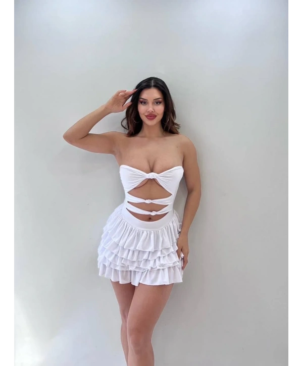 Morliva sandy kumaş tam likralı mini elbise