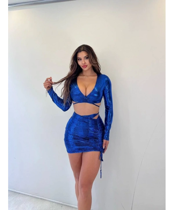 Morliva thal lumaş parlak 2 li takım mini
