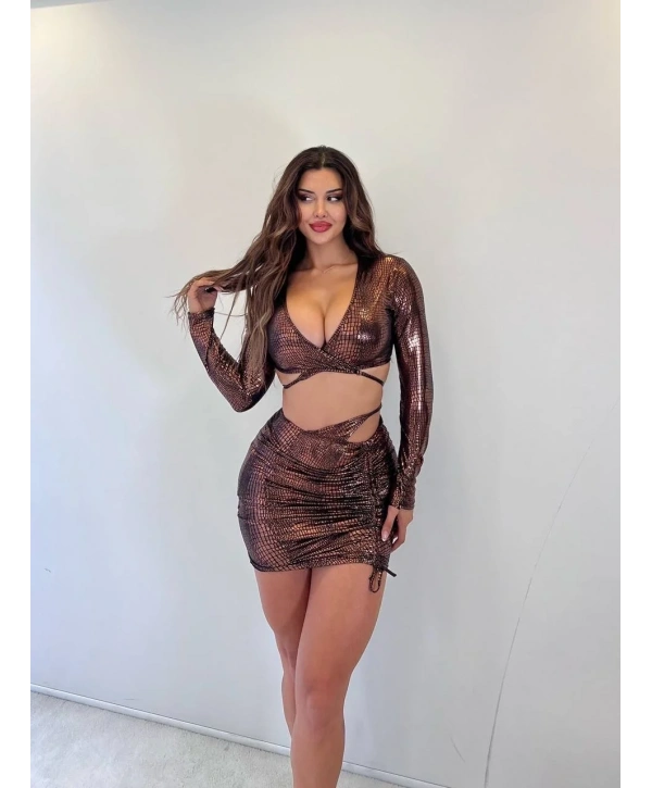 Morliva thal lumaş parlak 2 li takım mini
